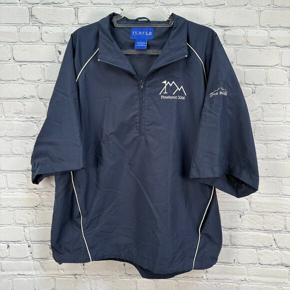 Turfer Sport Mens 1/4 Zip Short Sleeve Golf Pinehurst Pullover, Size Large, Navy - Picture 3 of 11